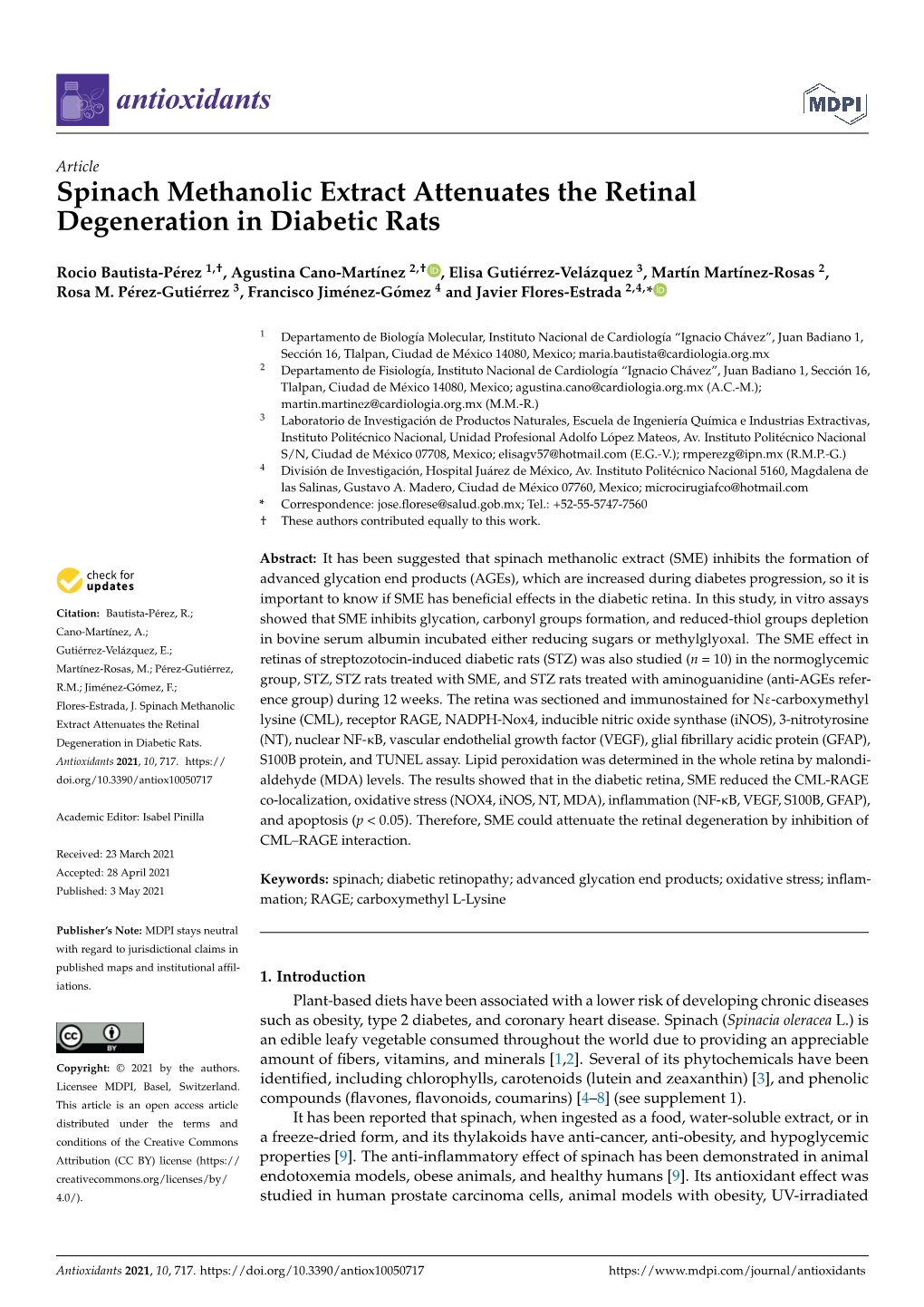 Spinach Methanolic Extract Attenuates the Retinal Degeneration in Diabetic Rats