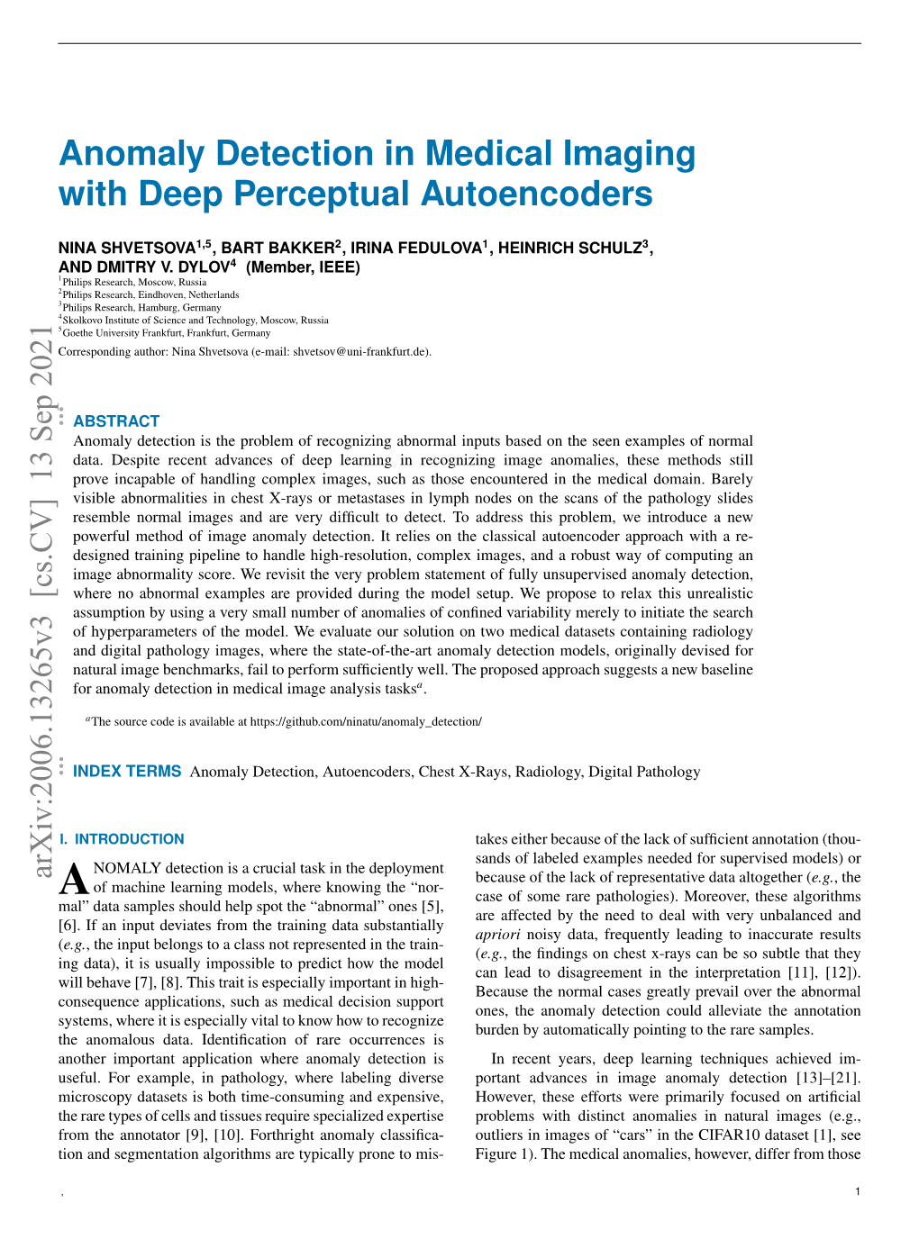 Anomaly Detection with Deep Perceptual Autoencoders