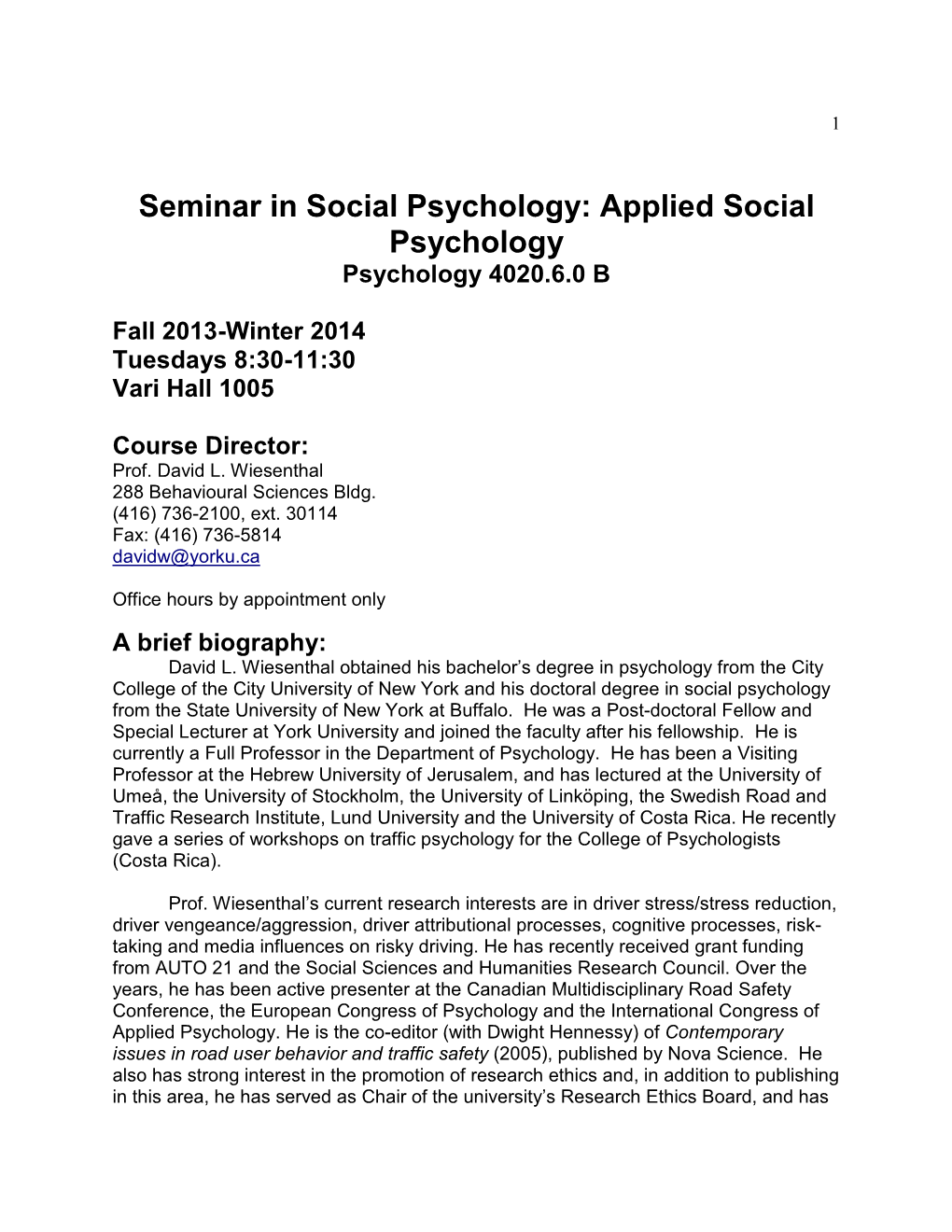 Applied Social Psychology Psychology 4020.6.0 B