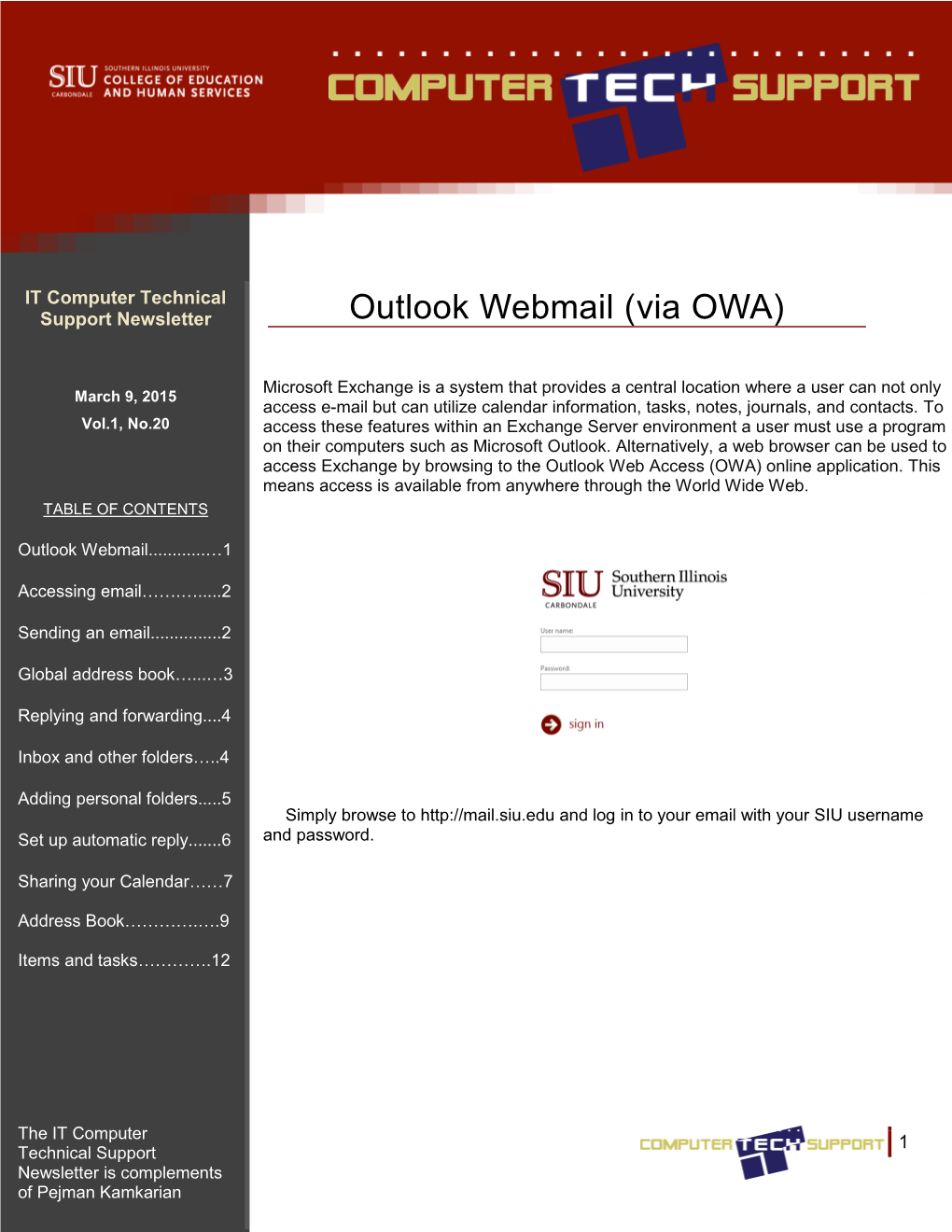 Outlook Webmail (Via OWA)