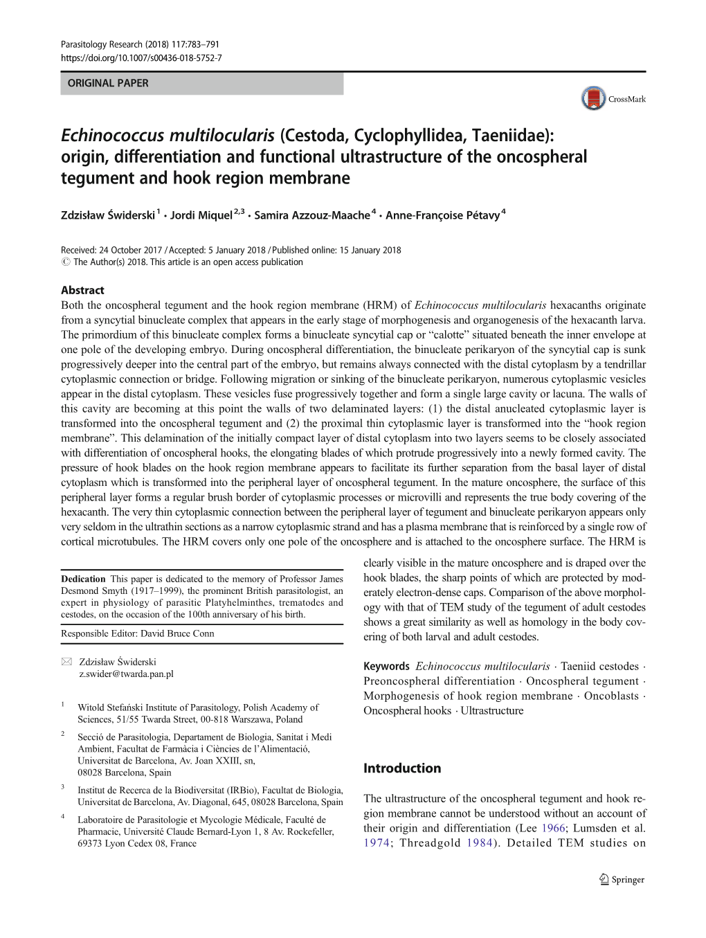 Echinococcus Multilocularis (Cestoda, Cyclophyllidea, Taeniidae)