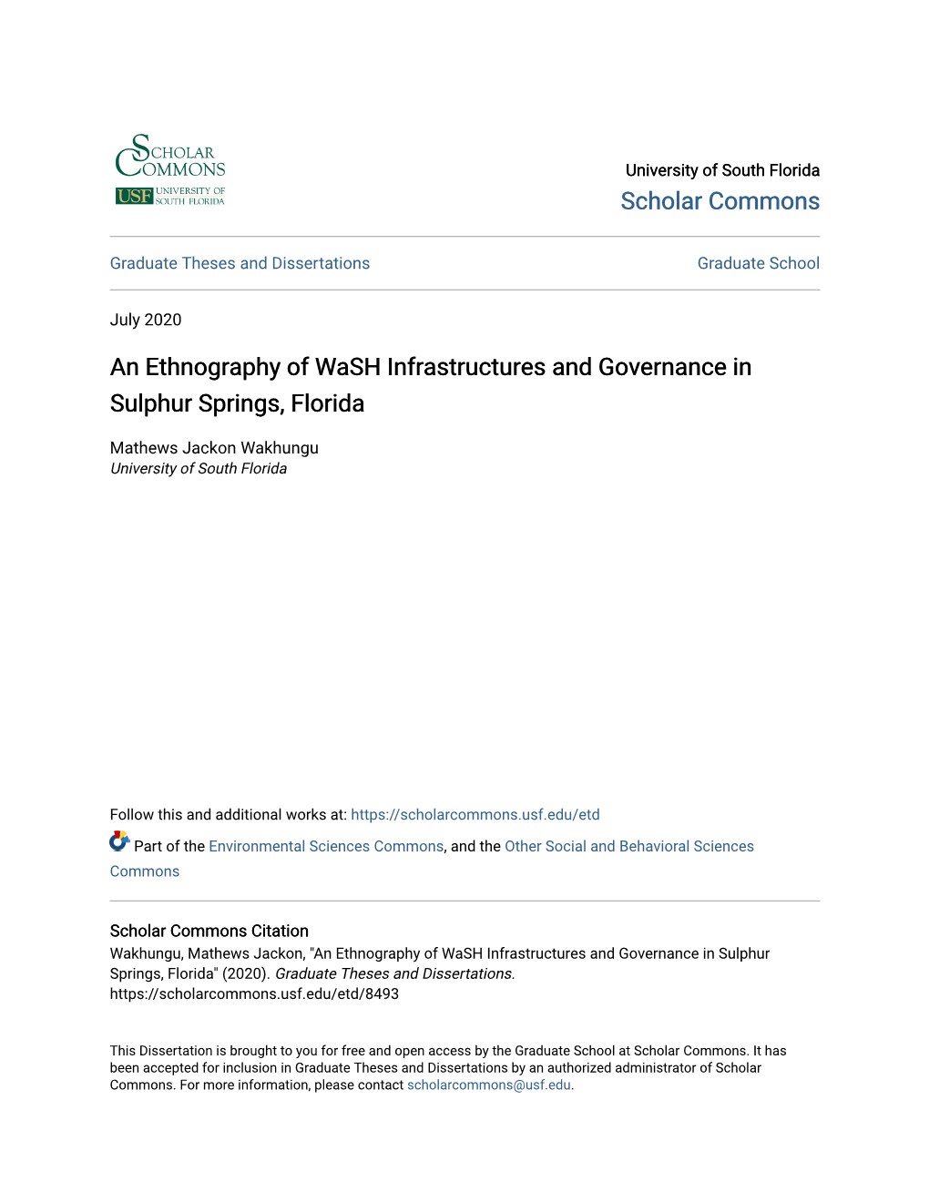An Ethnography of Wash Infrastructures and Governance in Sulphur Springs, Florida