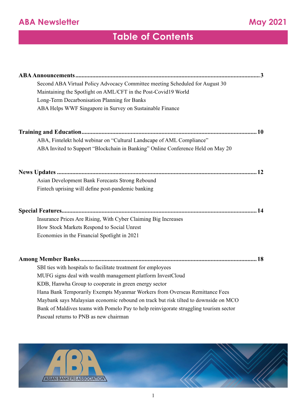 Table of Contents Table of Contents