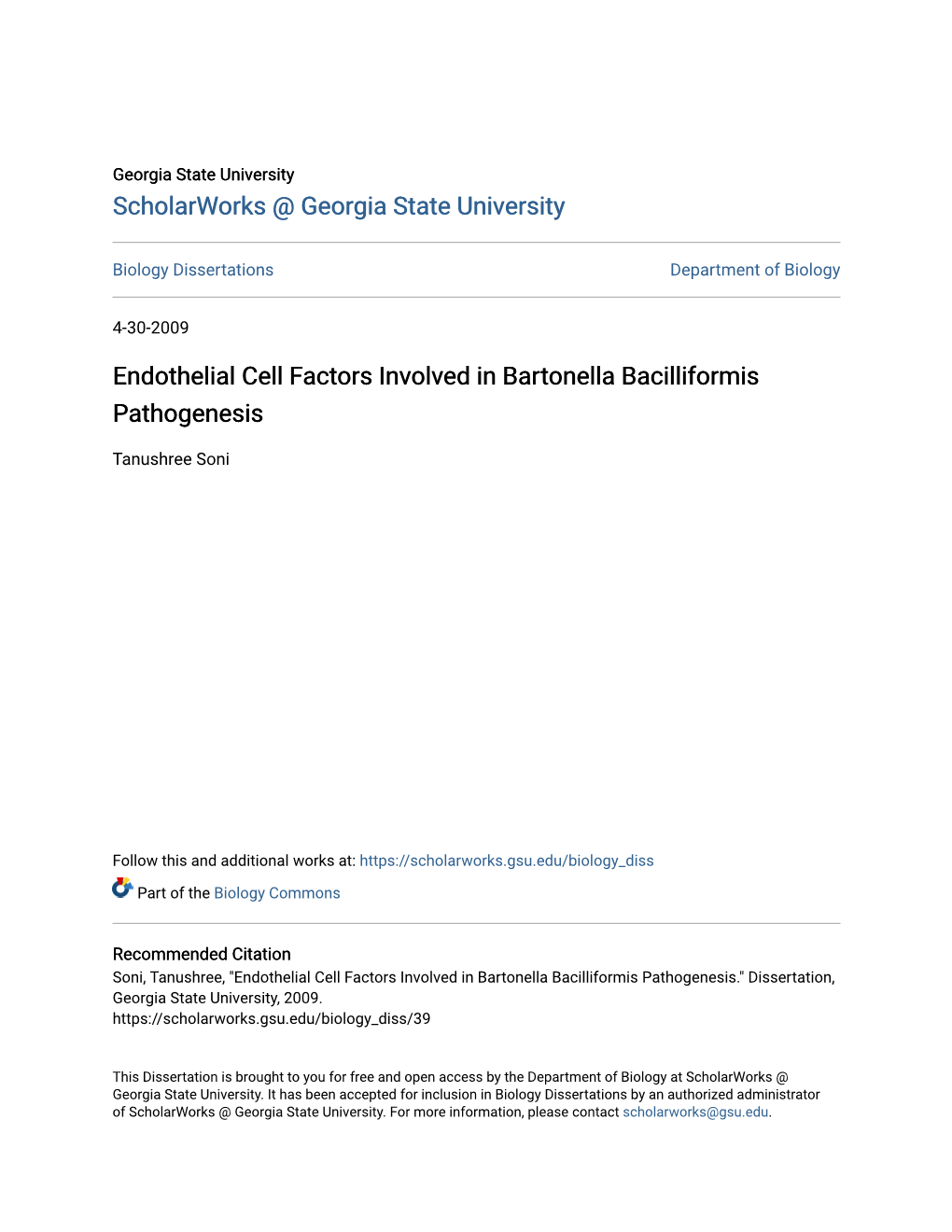 Endothelial Cell Factors Involved in Bartonella Bacilliformis Pathogenesis