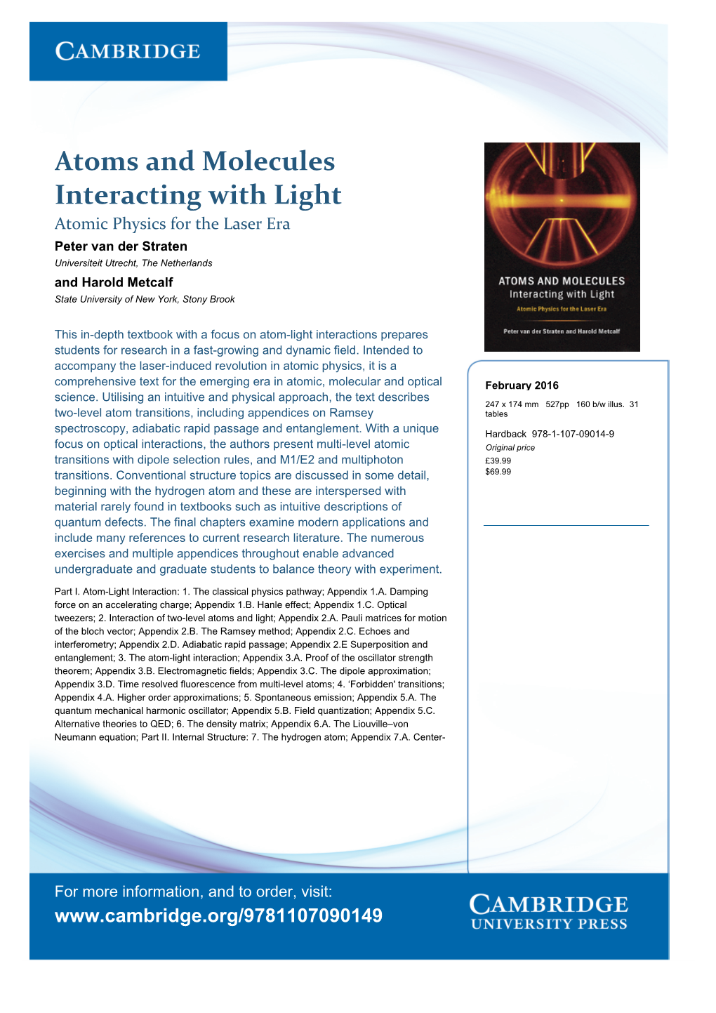 Atoms and Molecules Interacting with Light