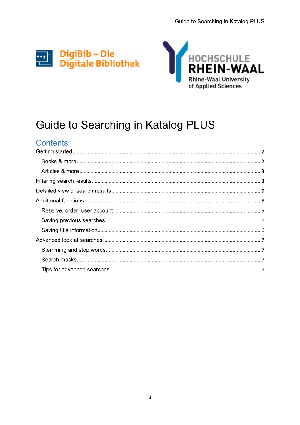 Guide to Searching in Katalog PLUS