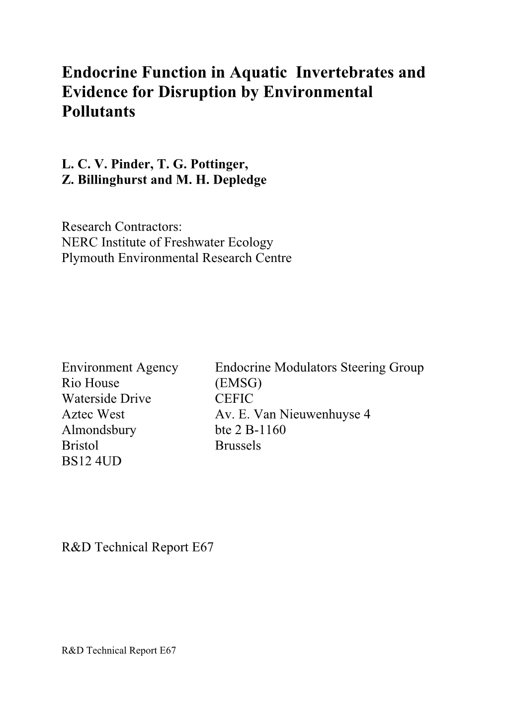 Endocrine Function in Aquatic Invertebrates and Evidence for Disruption by Environmental Pollutants