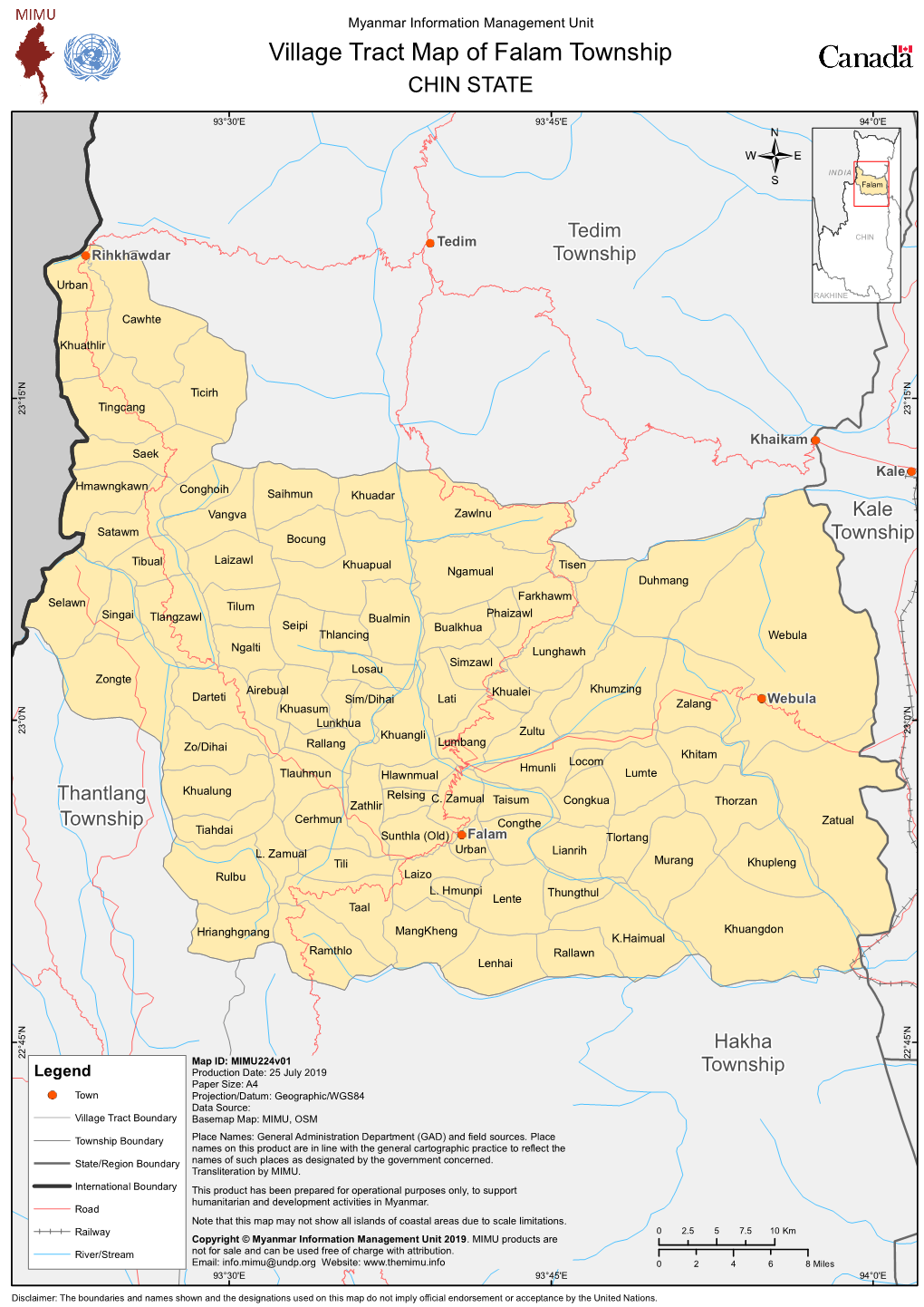 Village Tract Map of Falam Township CHIN STATE