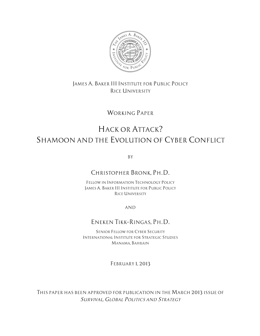 Shamoon and the Evolution of Cyber Conflict