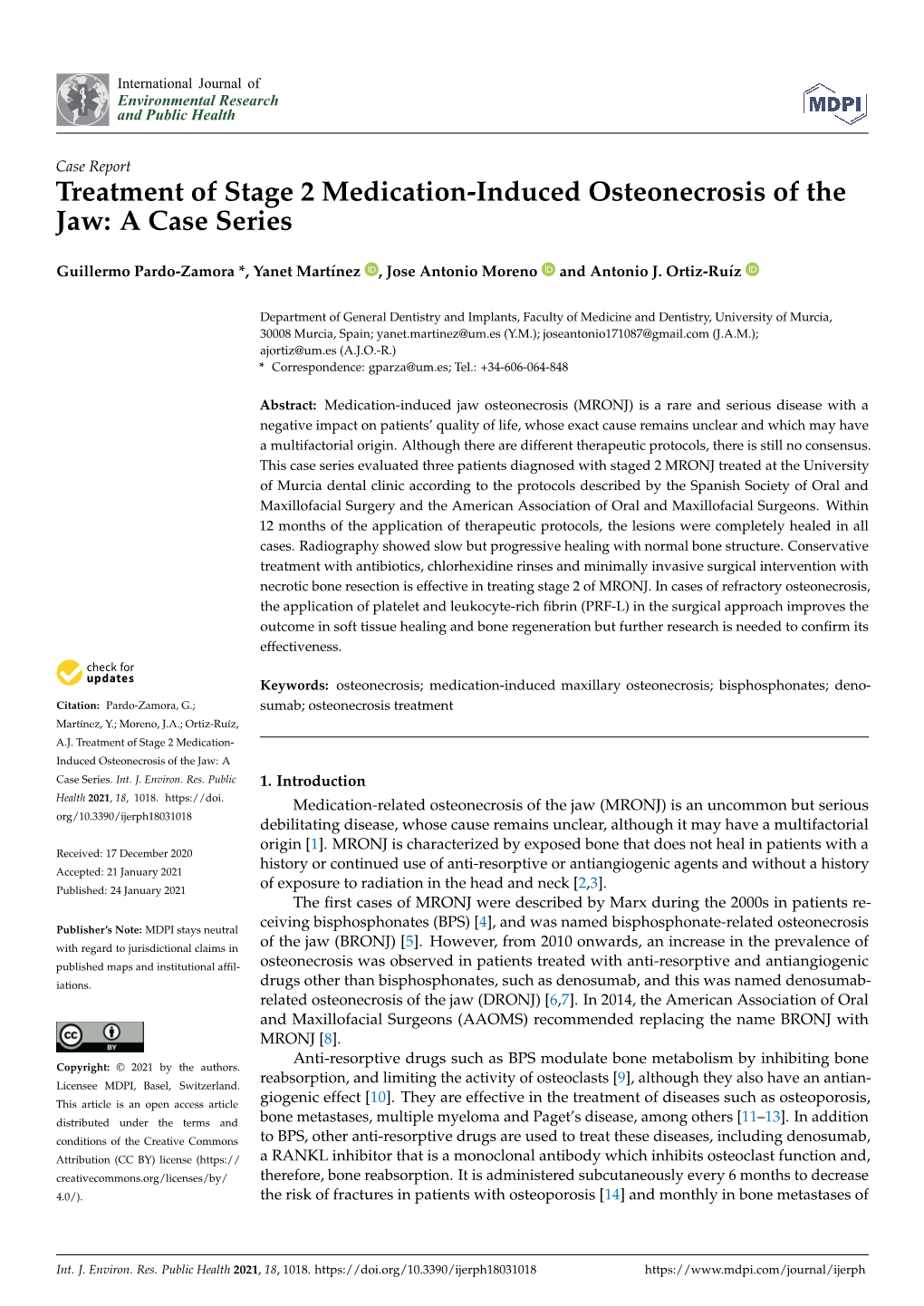 Treatment of Stage 2 Medication-Induced Osteonecrosis of the Jaw: a Case Series