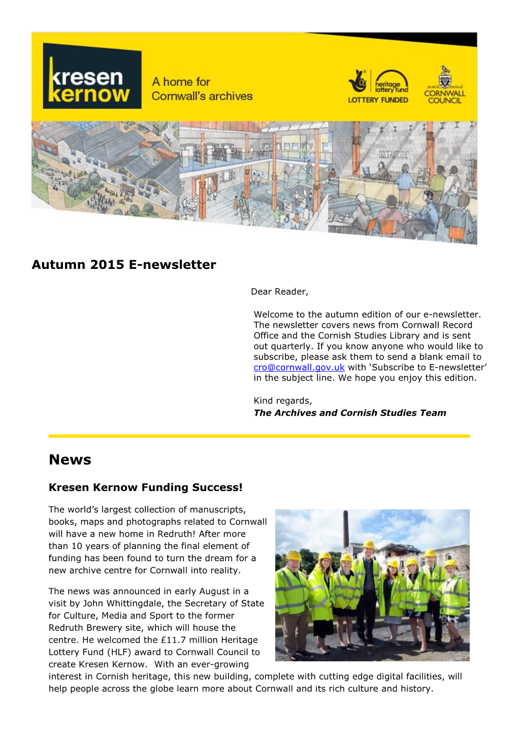 Autumn 2015 E-Newsletter