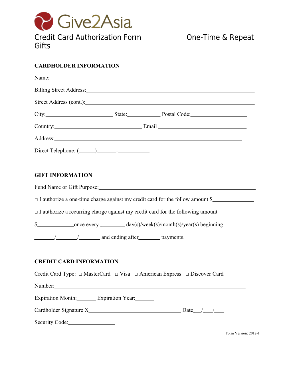 Credit Card Authorization Form s1