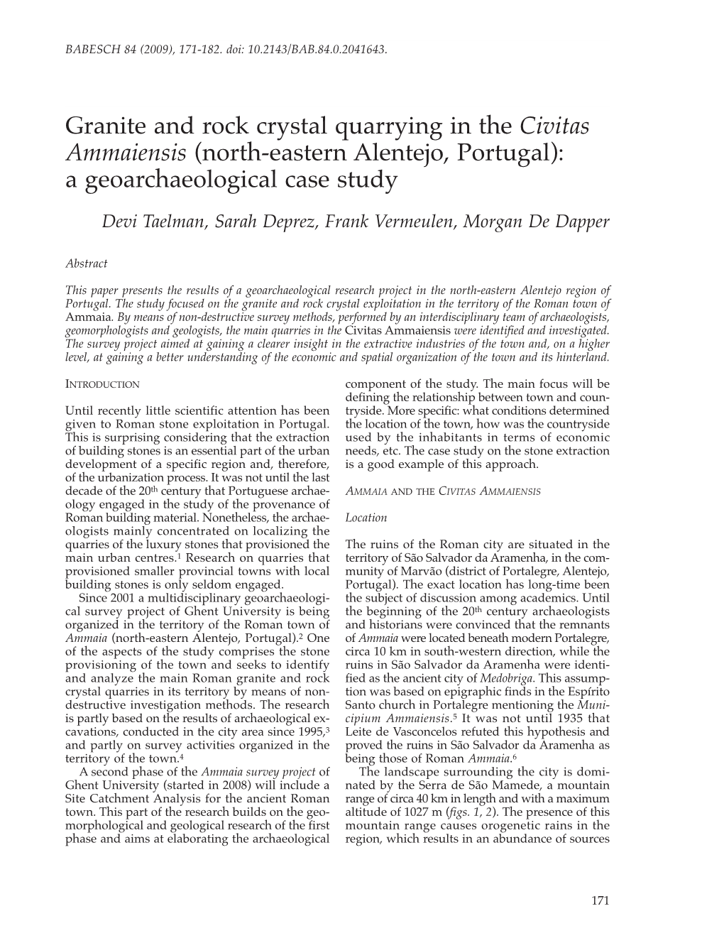 Granite and Rock Crystal Quarrying in the Civitas Ammaiensis (North-Eastern Alentejo, Portugal): a Geoarchaeological Case Study