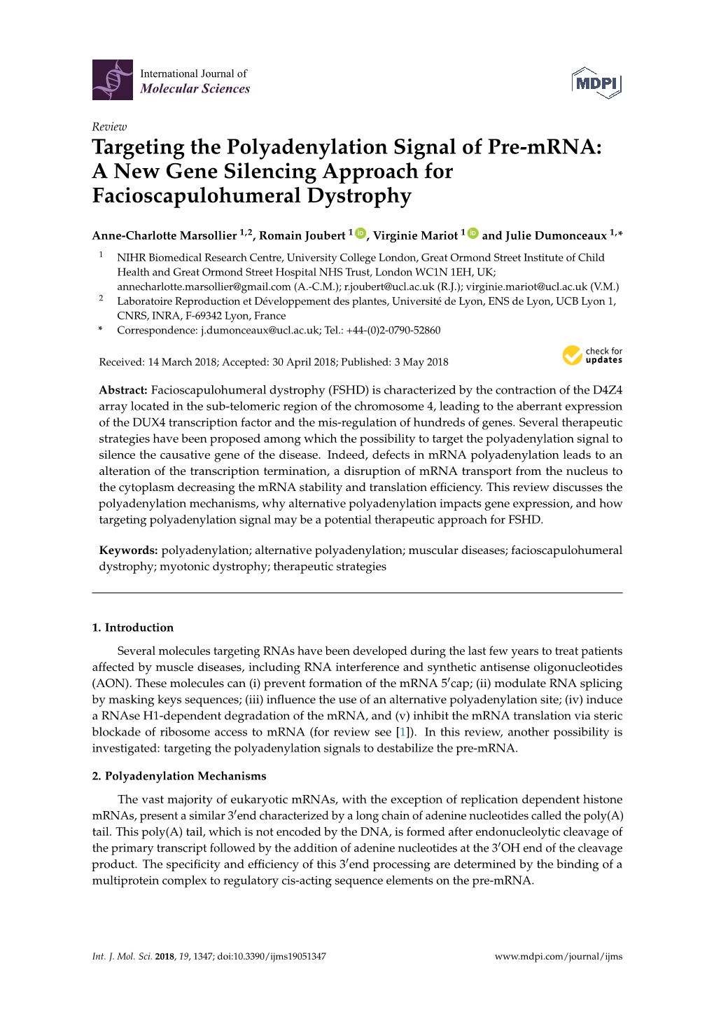 Targeting the Polyadenylation Signal of Pre-Mrna: a New Gene Silencing Approach for Facioscapulohumeral Dystrophy