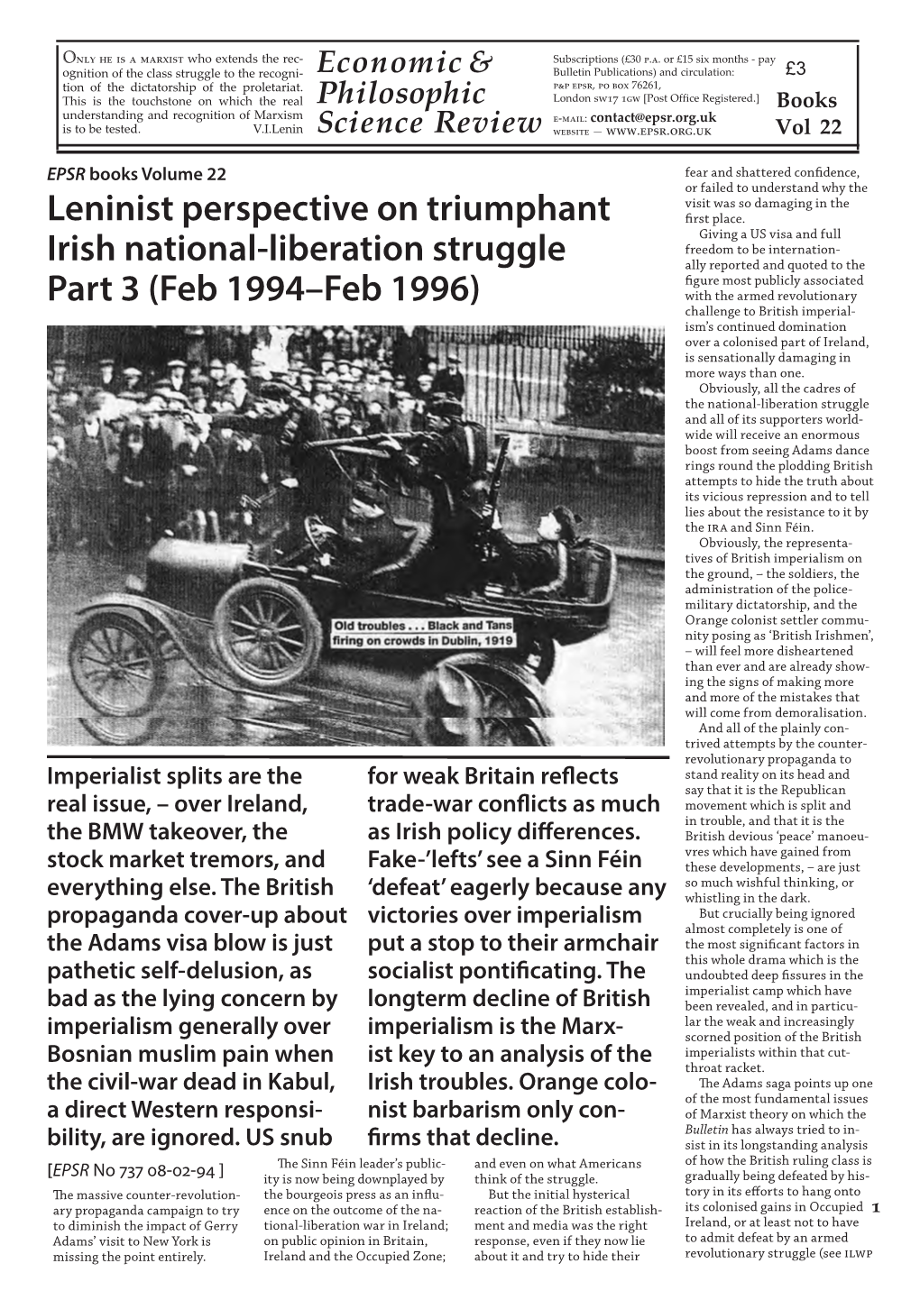 Leninist Perspective on Triumphant Irish National-Liberation Struggle