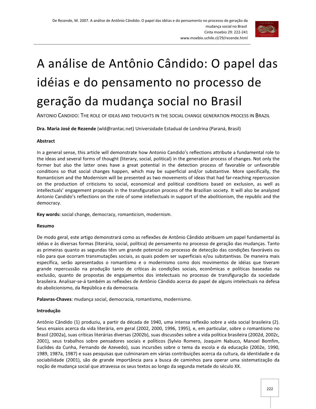 A Análise De Antônio Cândido