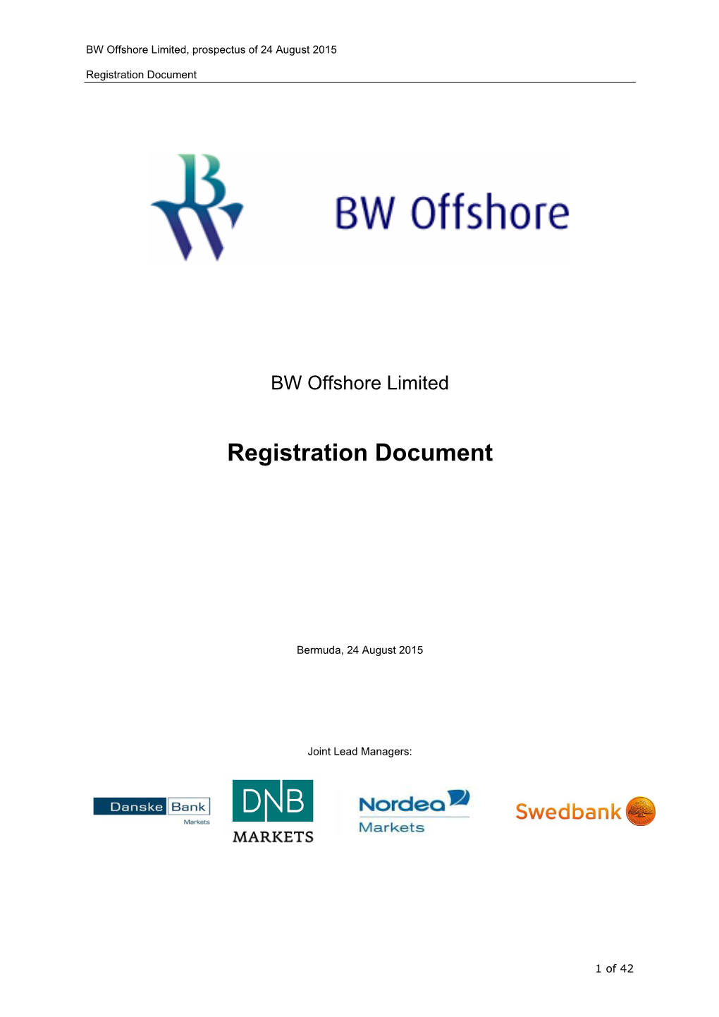 BW Offshore Limited, Prospectus of 24 August 2015