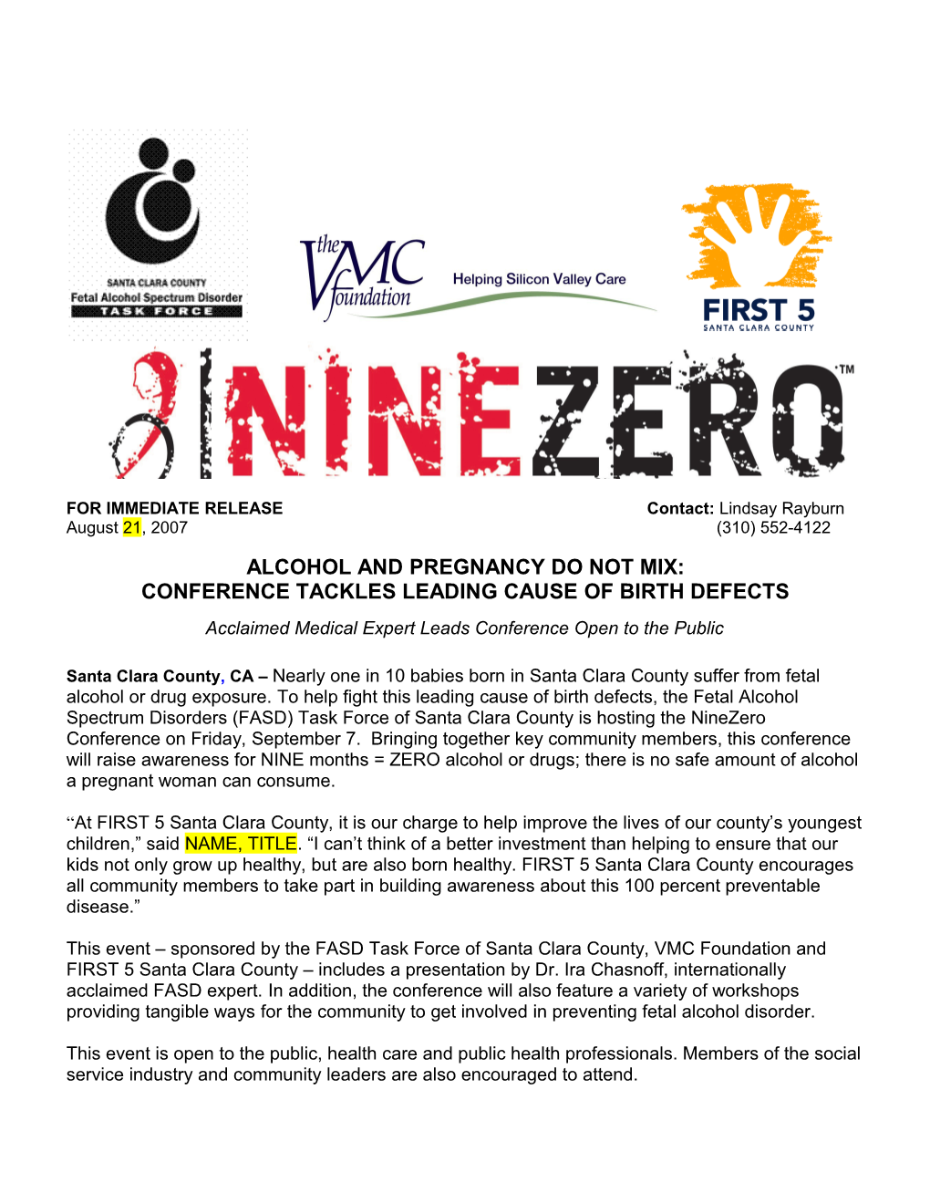 Santa Clara County Ninezero Conference Press Release (219843)