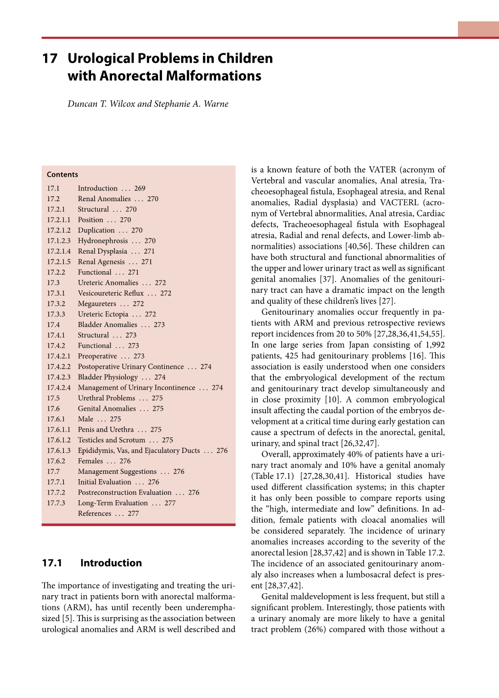 17 Urological Problems in Children with Anorectal Malformations