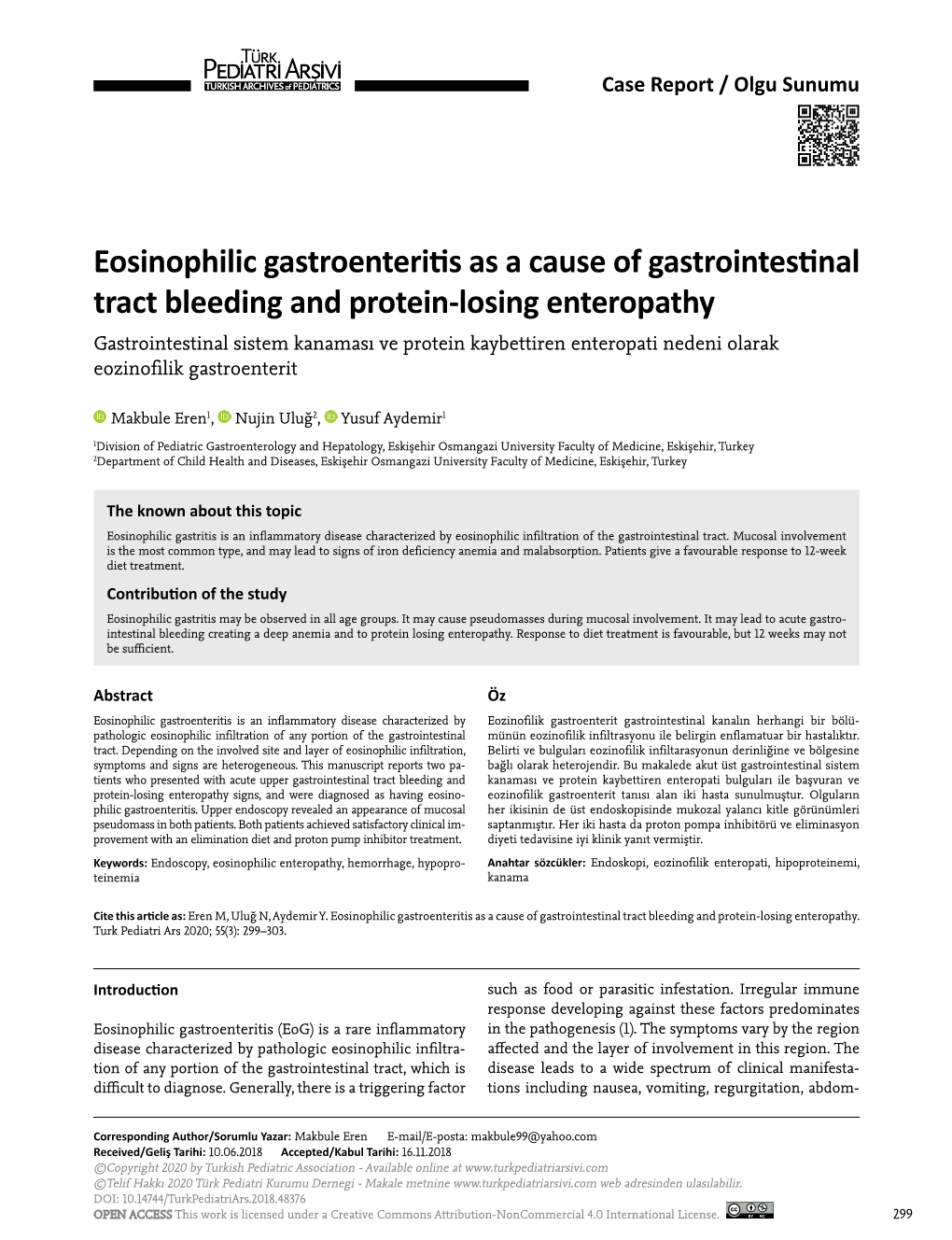 Eosinophilic Gastroenteritis As a Cause of Gastrointestinal Tract Bleeding