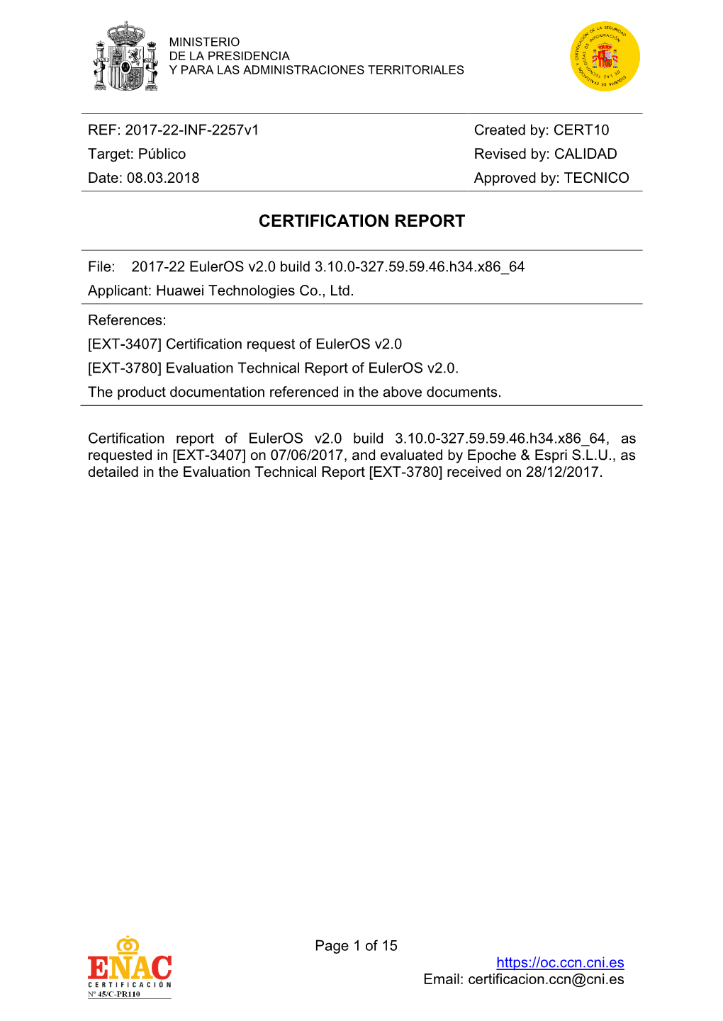 Certification Report