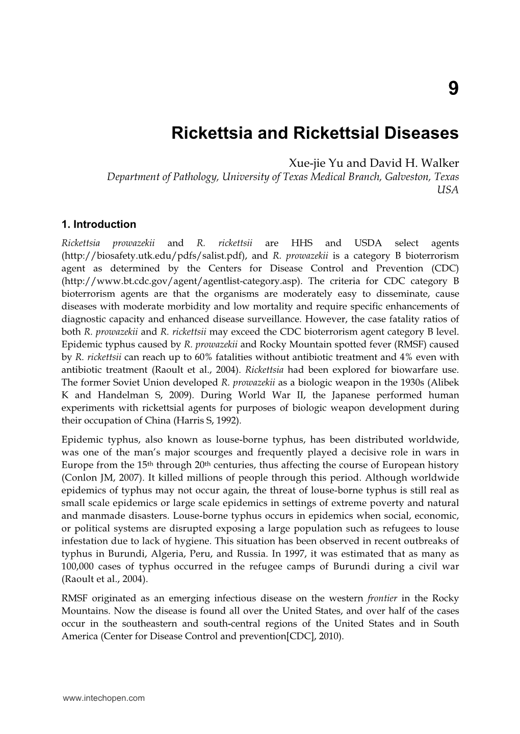 Rickettsia and Rickettsial Diseases