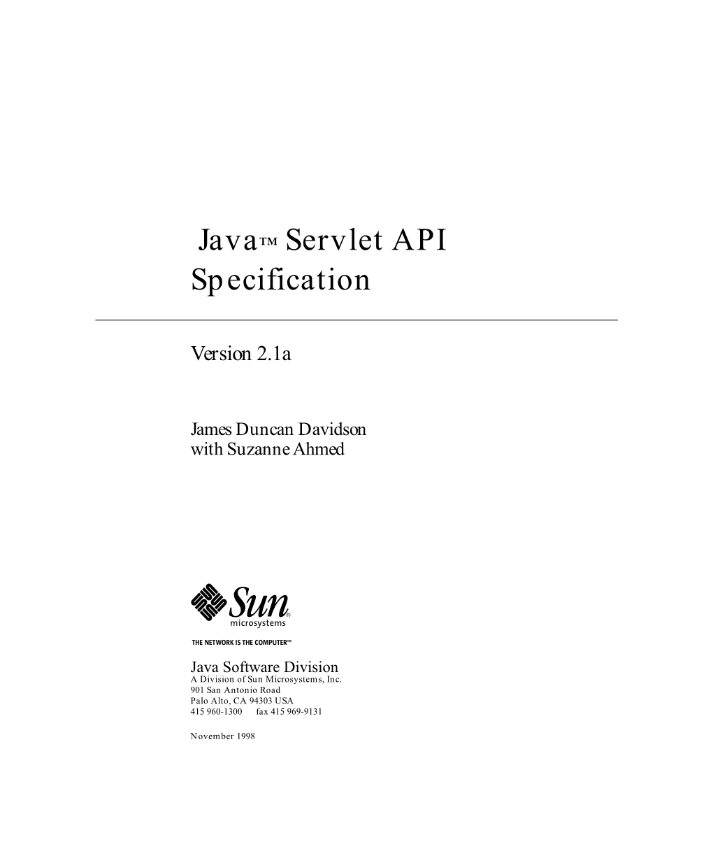 Java Servlet API Specification V 2.1A