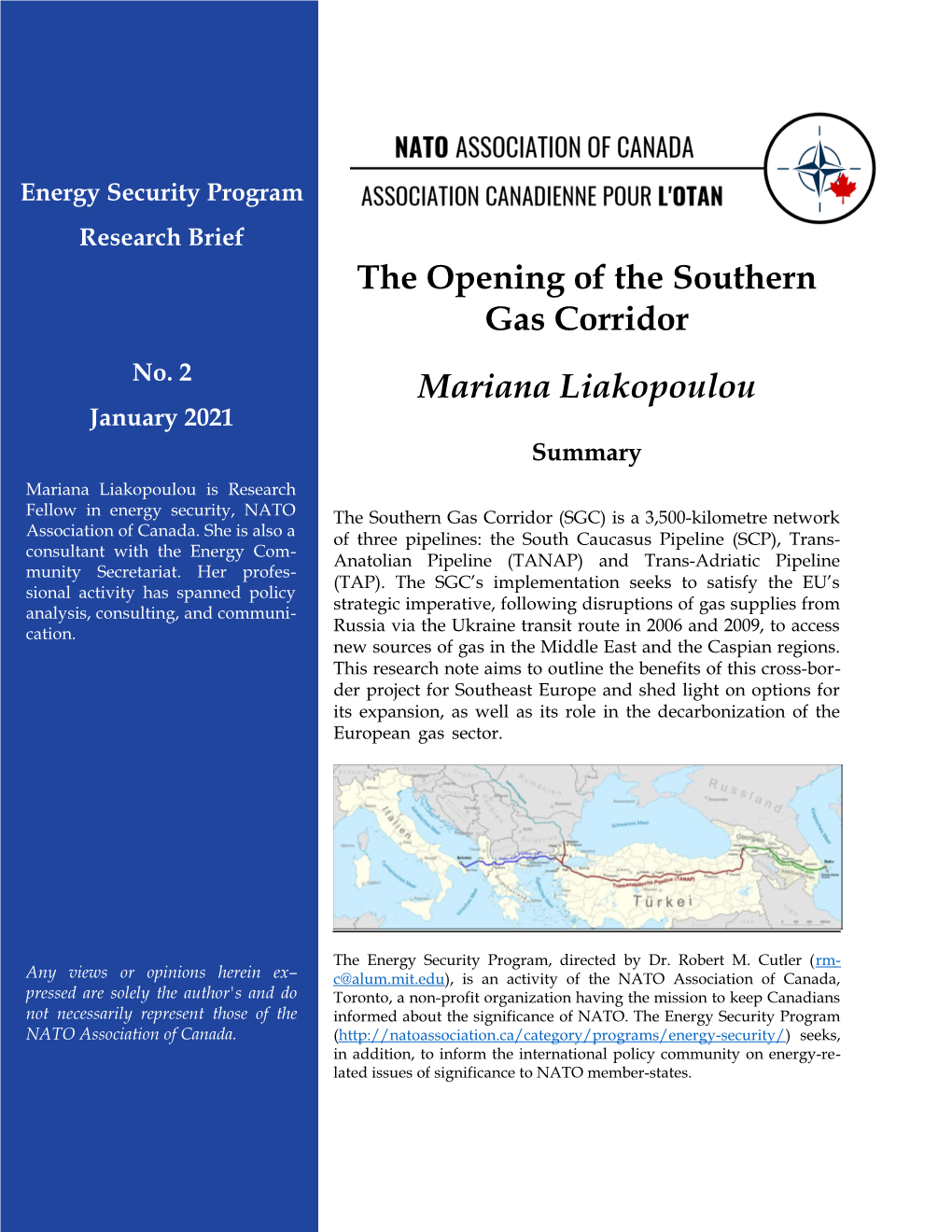 The Opening of the Southern Gas Corridor Mariana Liakopoulou