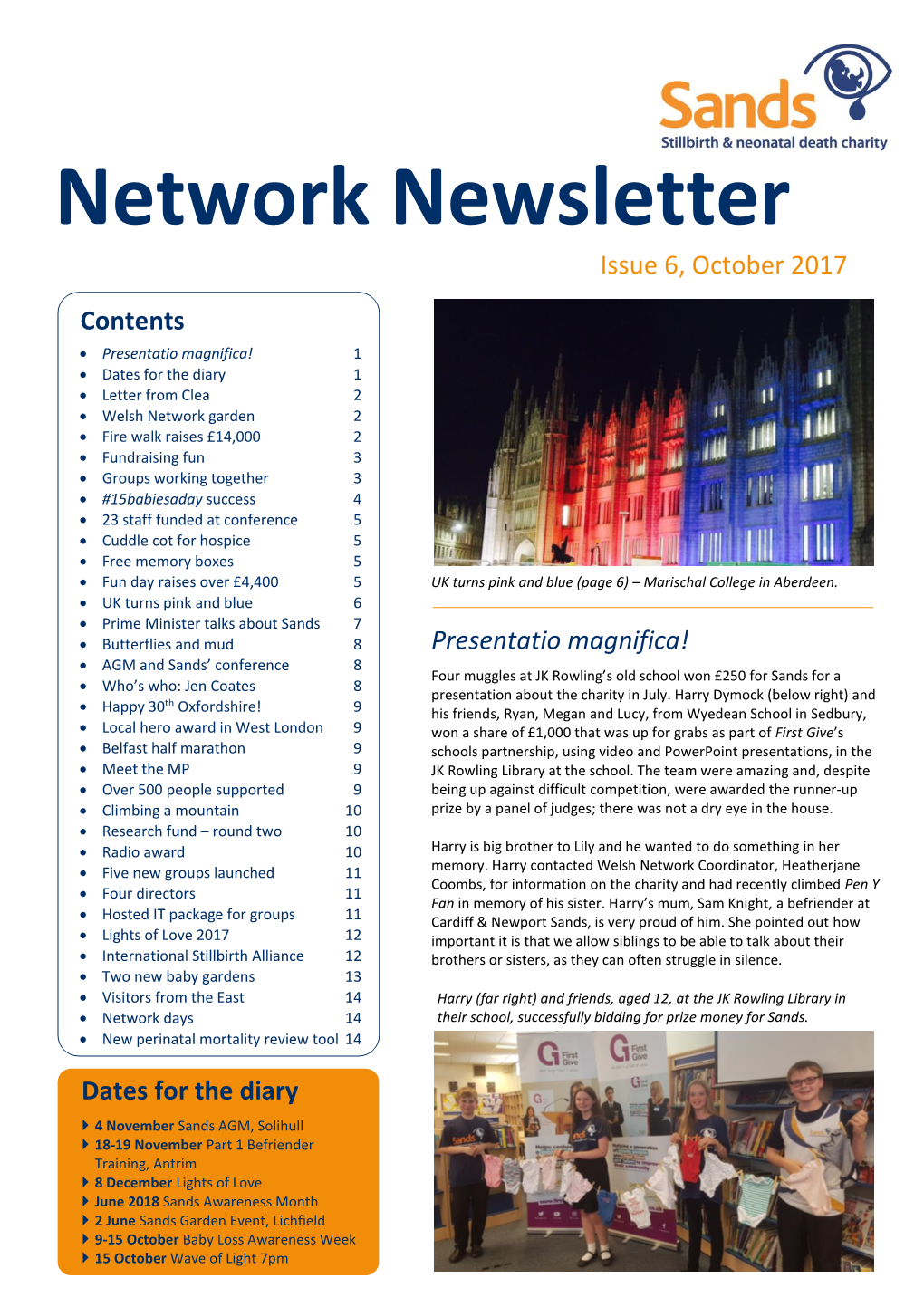 Network Newsletter Issue 6, October 2017 Contents