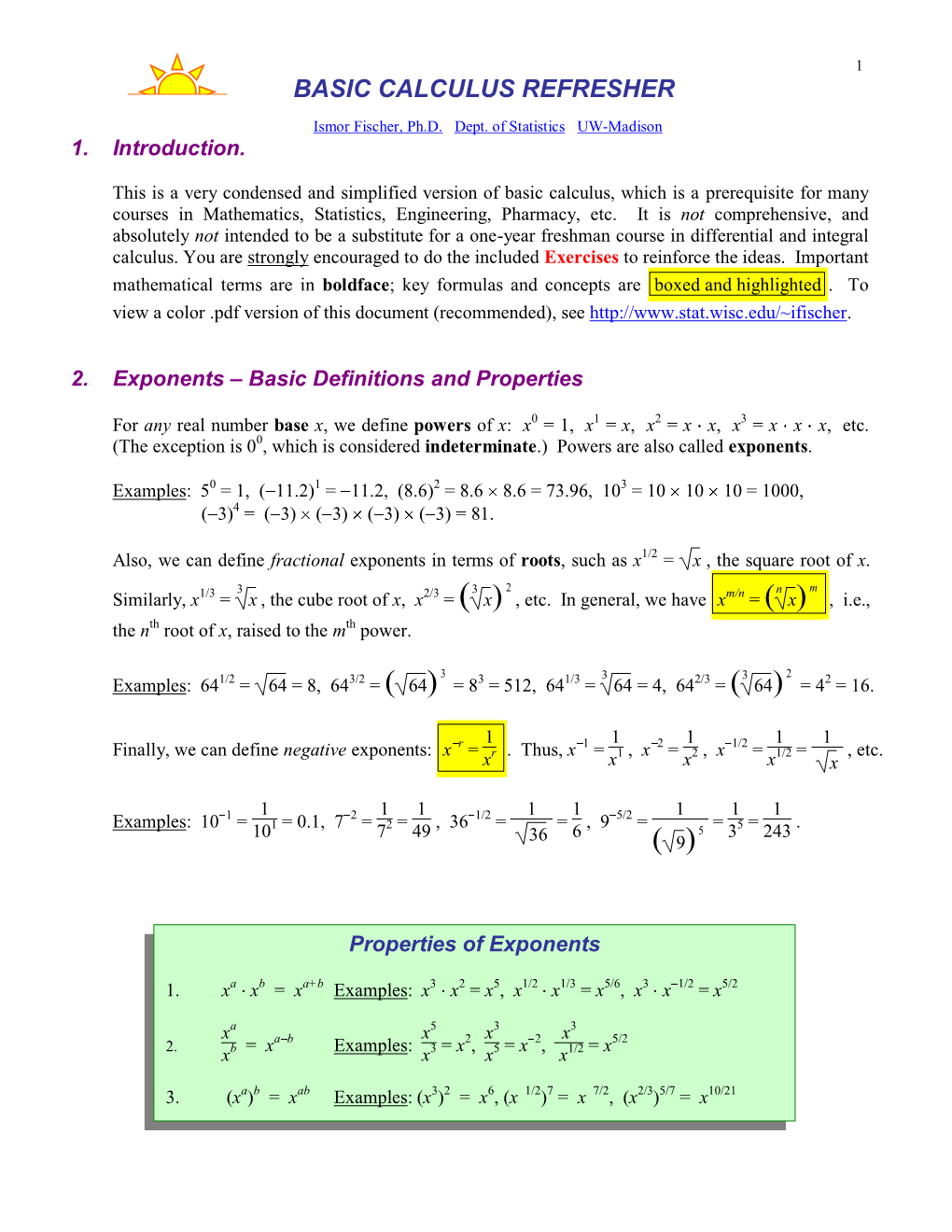 Basic Calculus Refresher