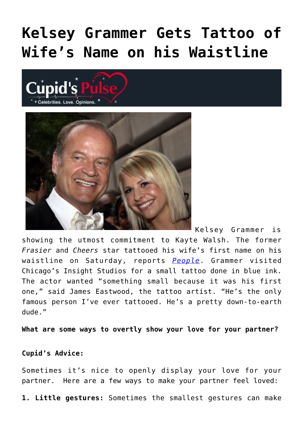 Kelsey Grammer Gets Tattoo of Wife’