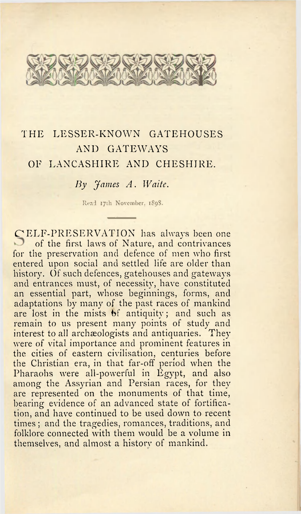 The Lesser-Known Gatehouses and Gateways of Lancashire and Cheshire