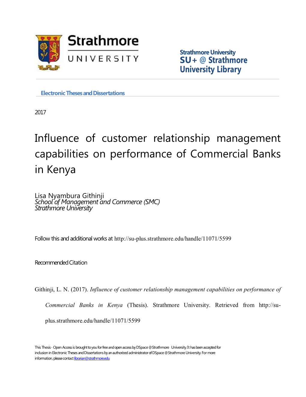 Influence of Customer Relationship Management Capabilities on Performance of Commercial Banks in Kenya