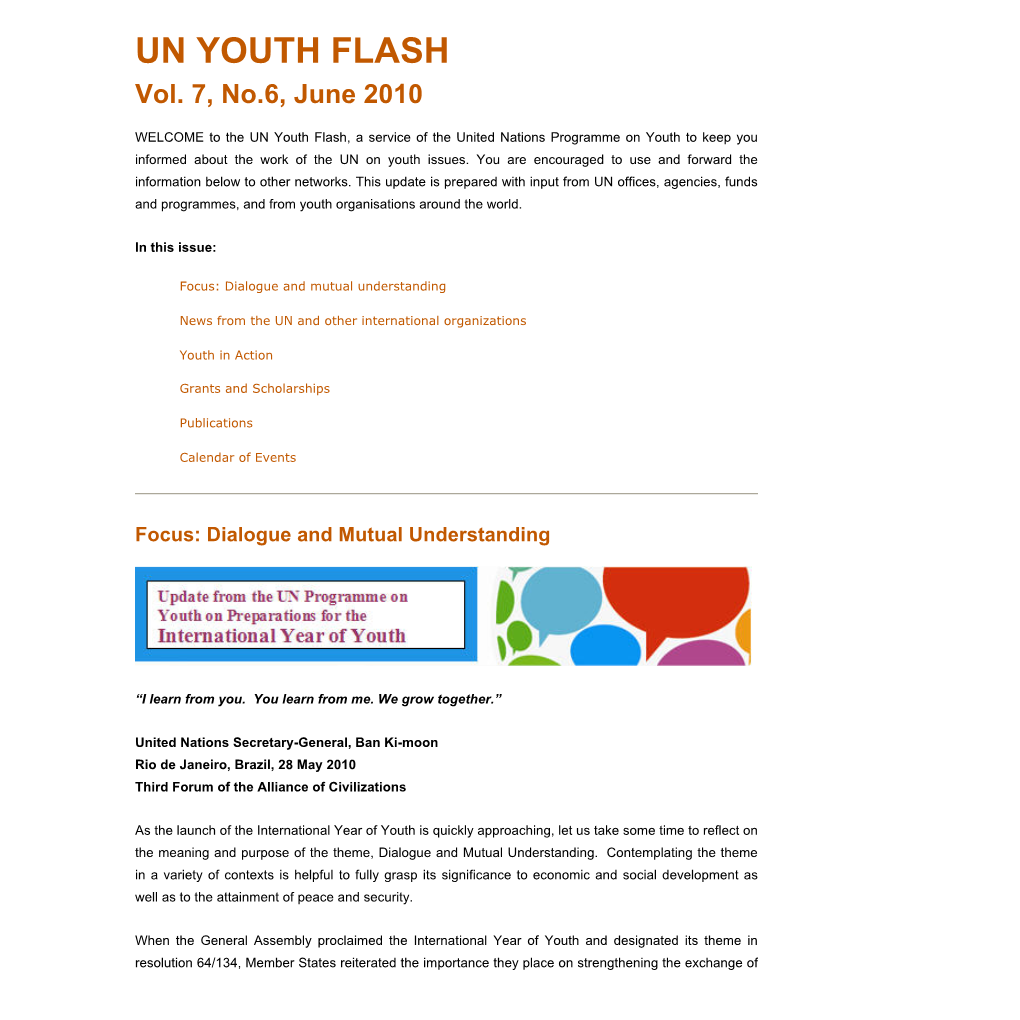 UN Youth Flash, June 2010 Page 1 of 10