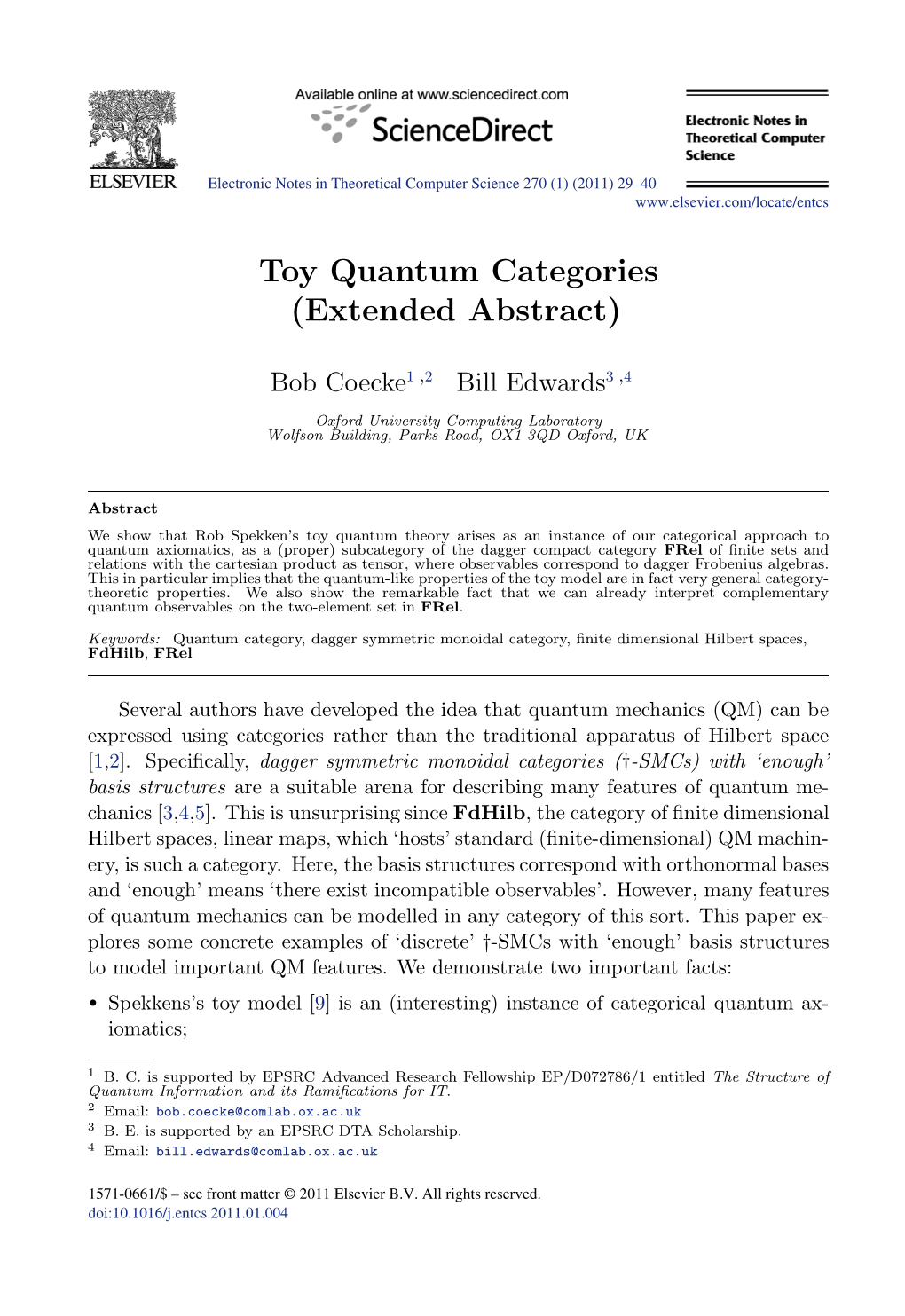 Toy Quantum Categories (Extended Abstract)