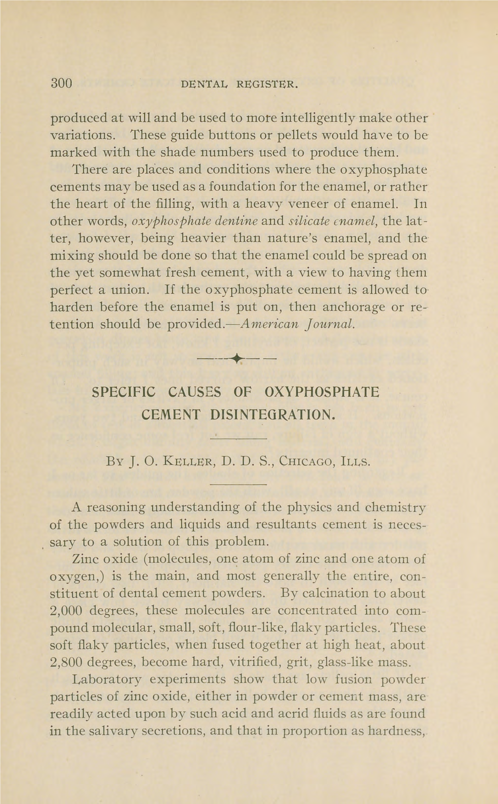 Specific Causes of Oxyphosphate Cement Disintegration