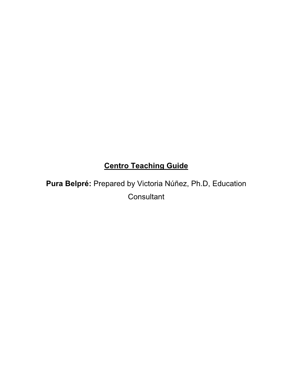 Centro Teaching Guide Pura Belpré