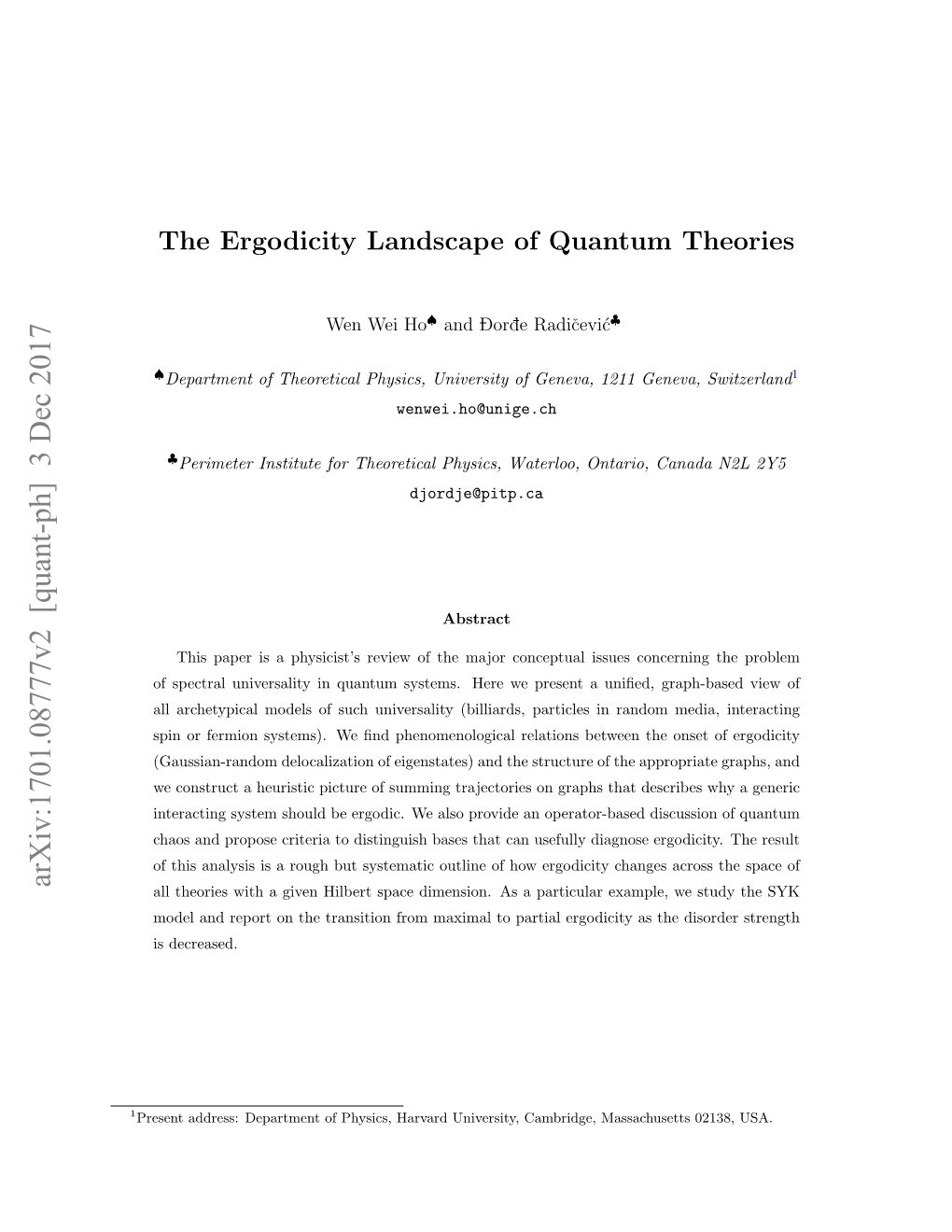 The Ergodicity Landscape of Quantum Theories