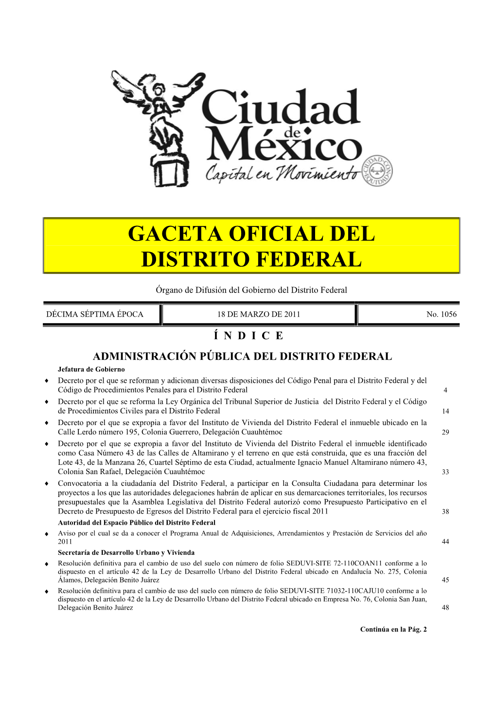 Gaceta Oficial Del Distrito Federal