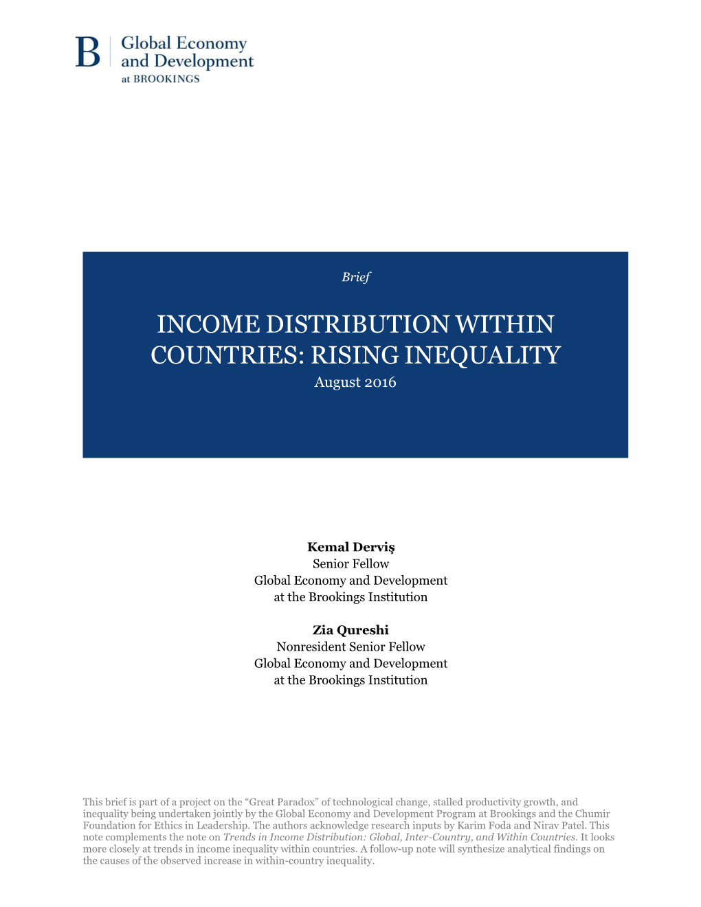 Income Distribution Within Countries: Rising Inequality