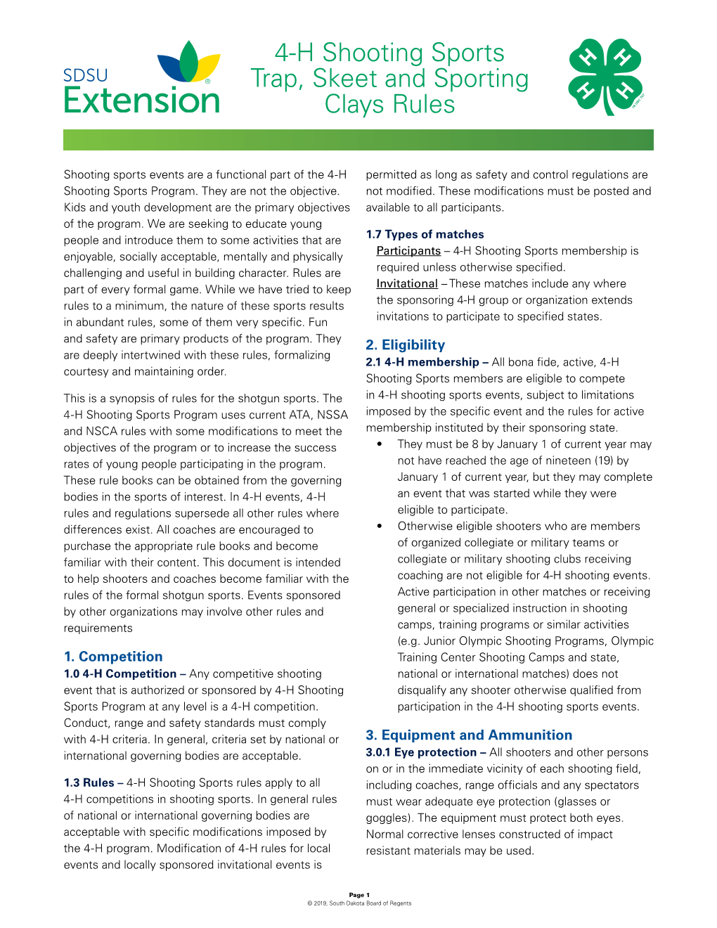 4-H Shooting Sports Trap Skeet and Sporting Clays Rules