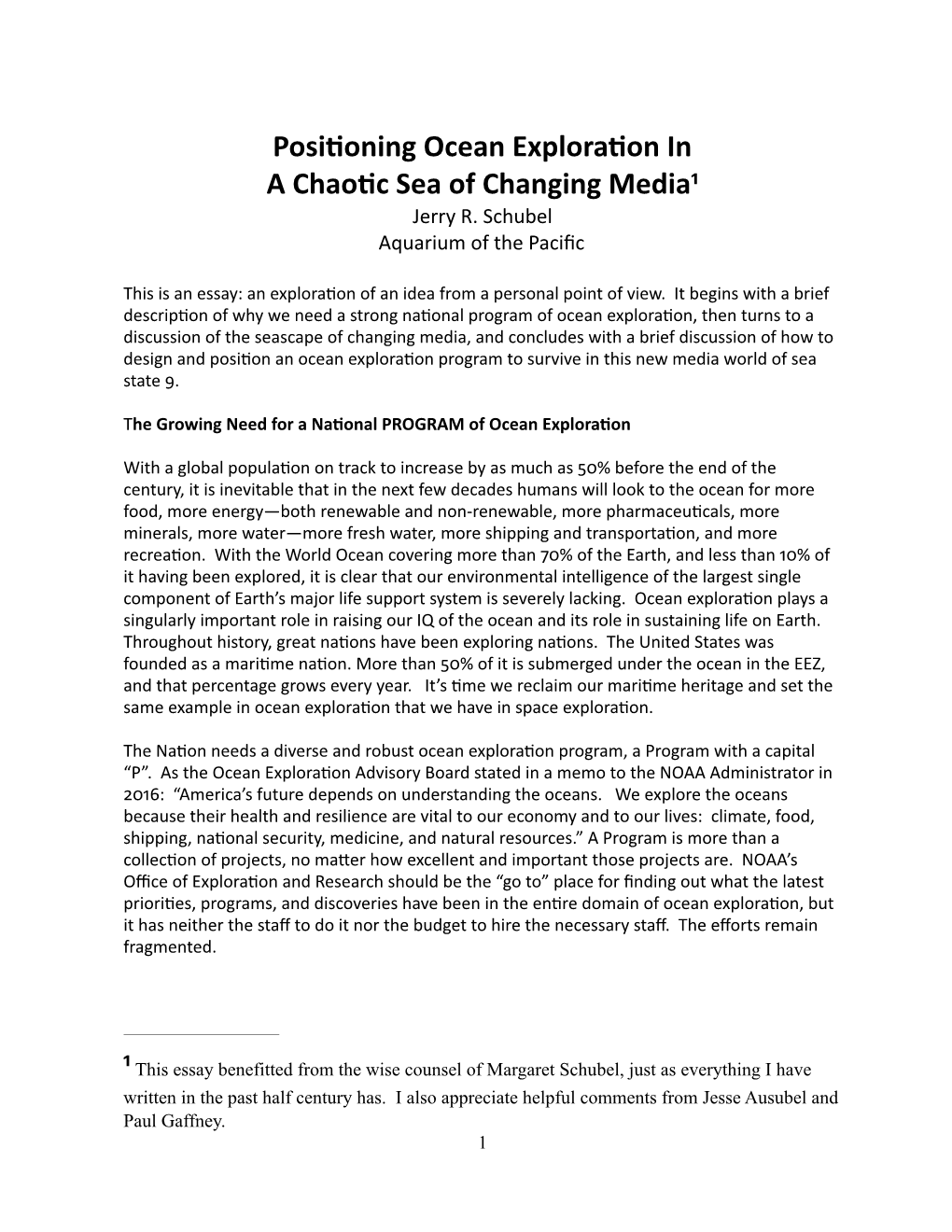 NOEF 2016 Schubel Draft Discussion Paper Re Media