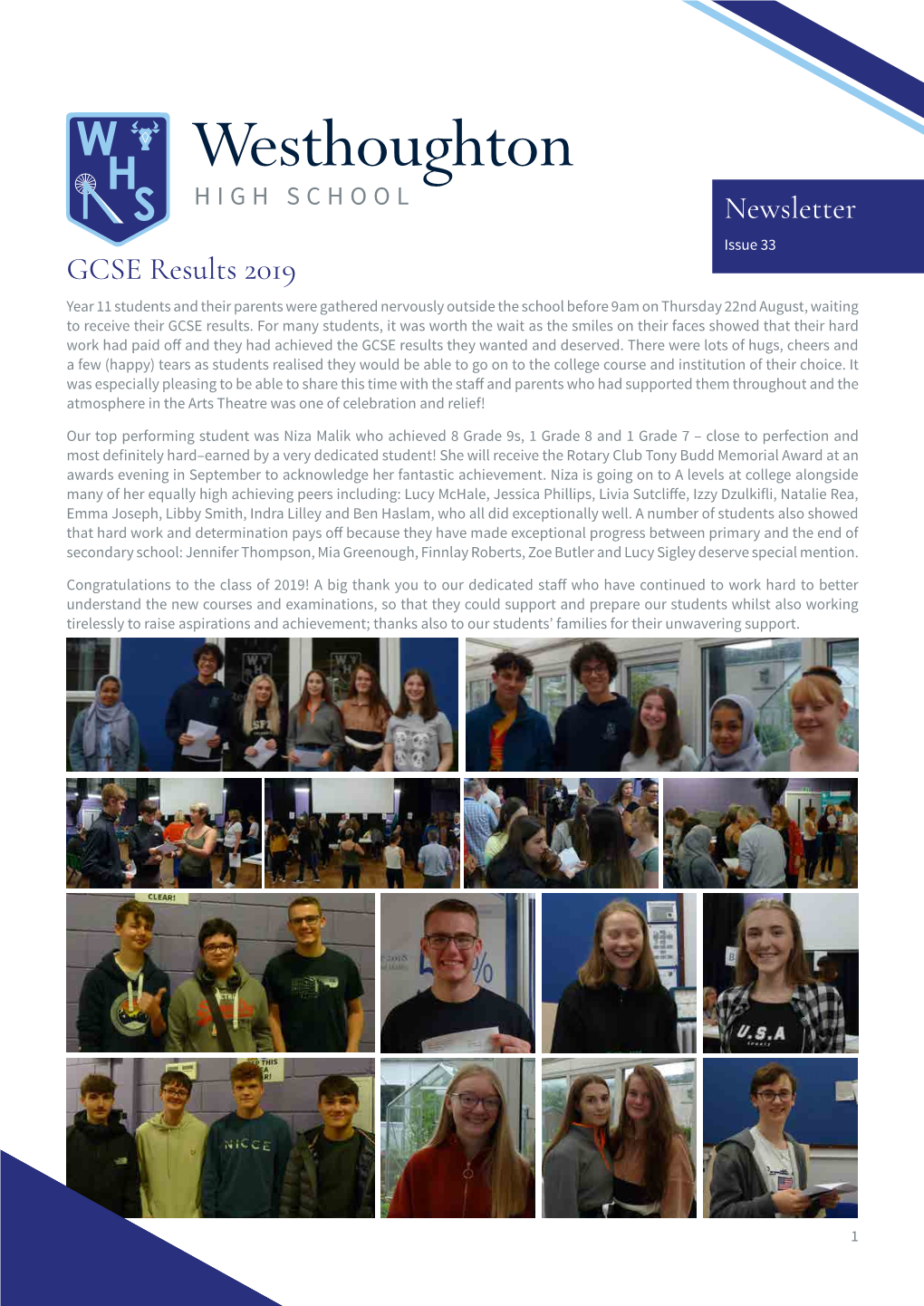Newsletter GCSE Results 2019