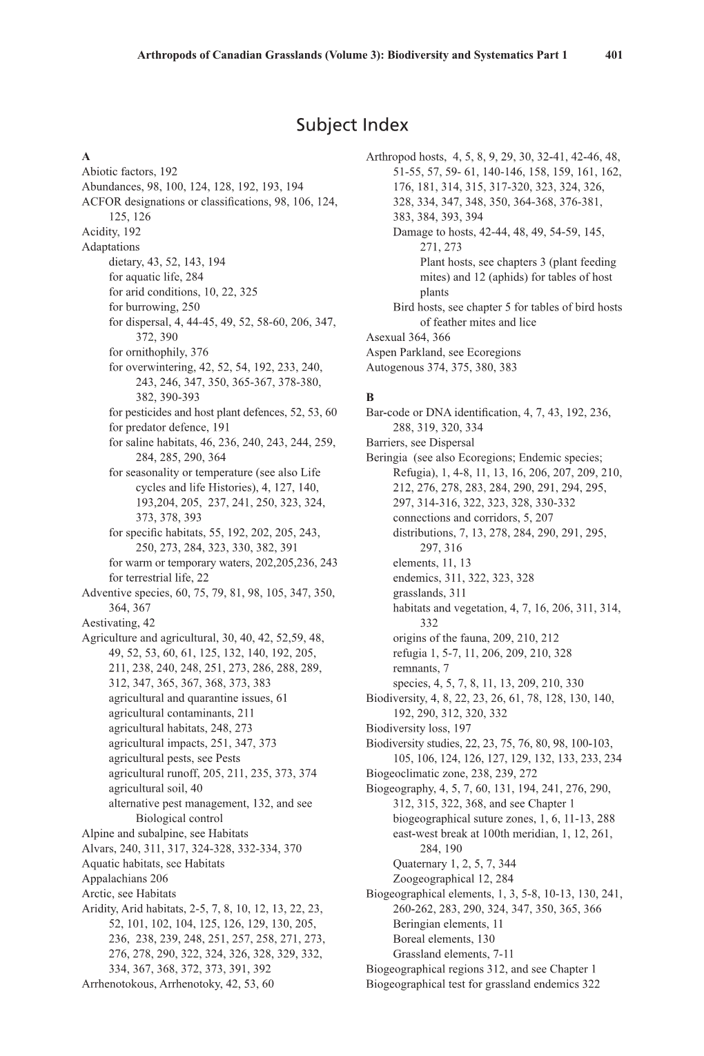 Subject and Taxonomic Indices