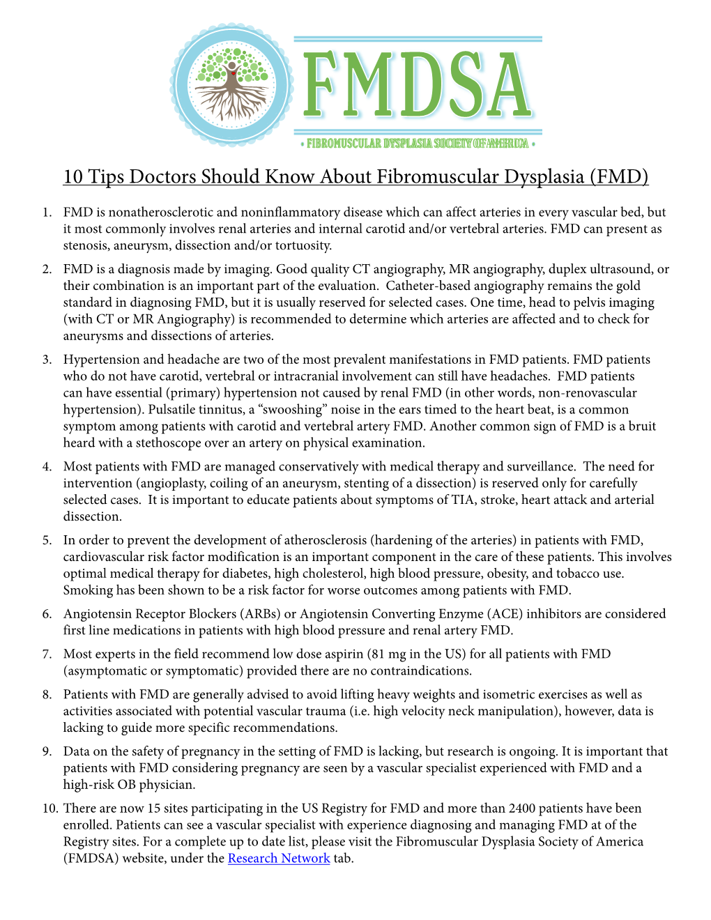 10 Tips Doctors Should Know About Fibromuscular Dysplasia (FMD)