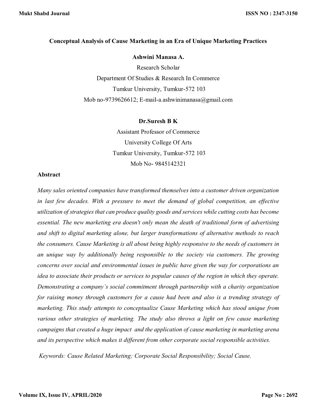 Conceptual Analysis of Cause Marketing in an Era of Unique Marketing Practices