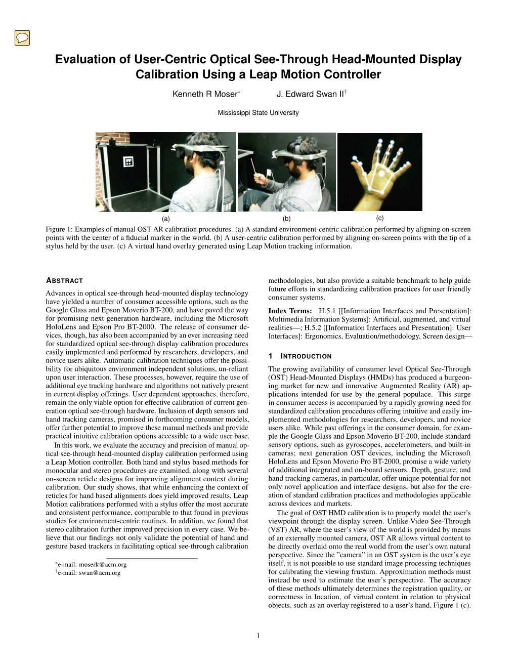 Evaluation of User-Centric Optical See-Through Head-Mounted Display Calibration Using a Leap Motion Controller