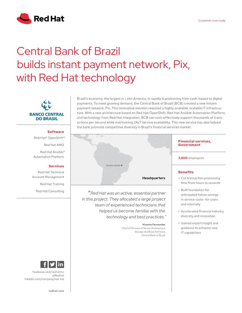 Central Bank of Brazil Builds Instant Payment Network, Pix, with Red Hat Technology