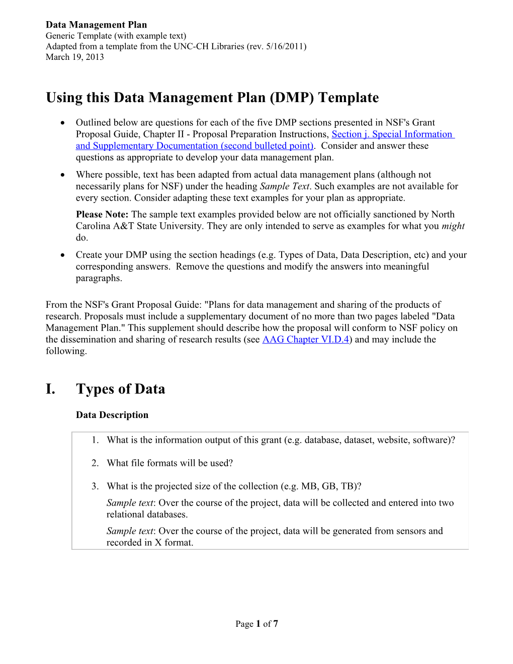 Data Management Plan