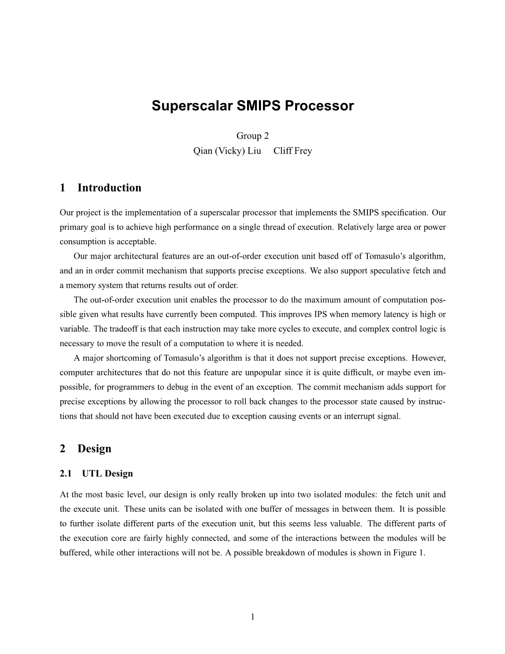 Superscalar SMIPS Processor